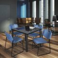 Kee/Zeng Square Gray Table w/4 Blue Chairs, Square, 42", 42" W, 29" H, Gray TB4242GYBPBK44BE